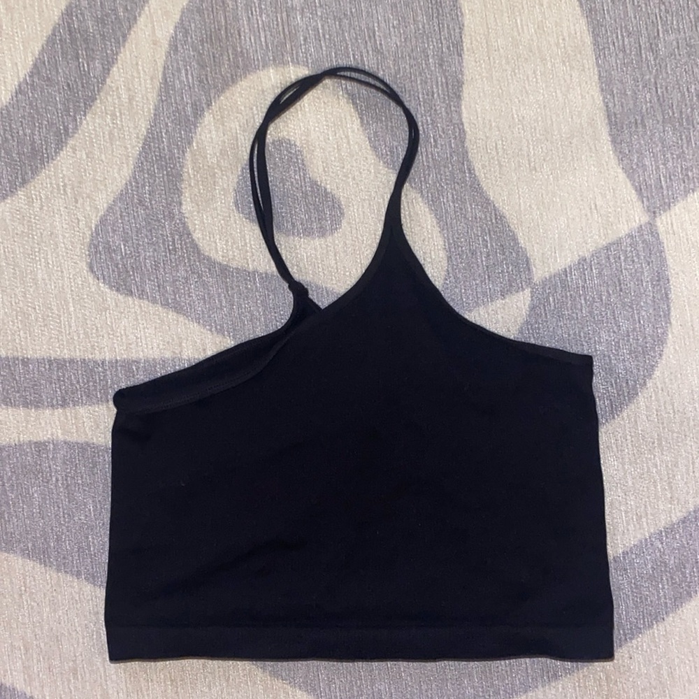 Black Asymmetrical Cropped Tank